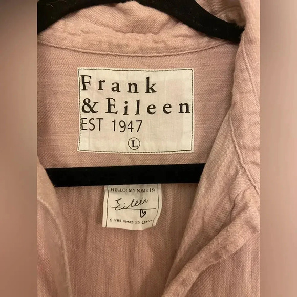 Frank & Eileen Eileen Woven Button Up Melange Pink & Grey Size Large - Picture 6 of 11